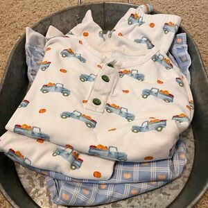2 Sets!! Boys Fall Pumpkin Print Pajama Set